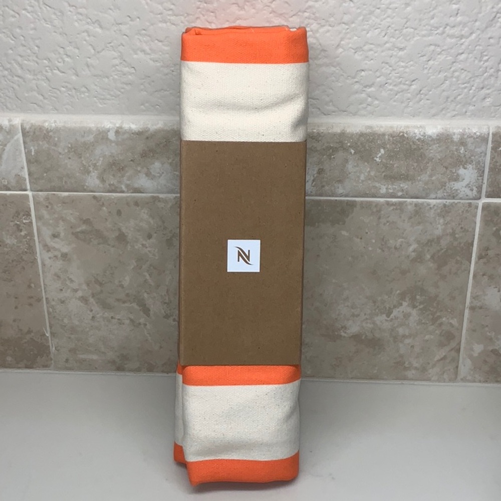 Nespresso Cotton Canvas Tote Bag Pantone Mandarin Orange Stripe NWT Reusable